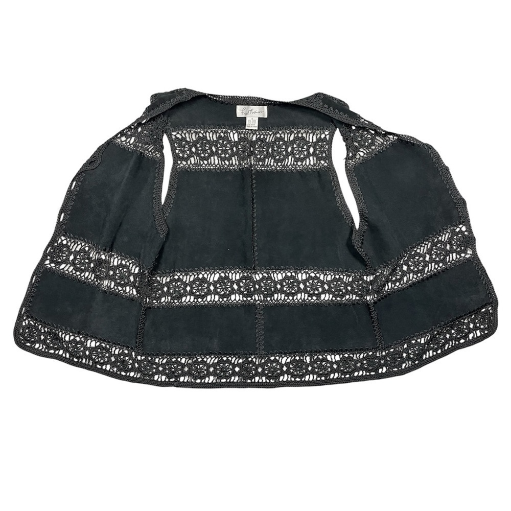 Fred Thomas Black Suede & Crochet Vest Women’s Size Small - Picture 3 of 11